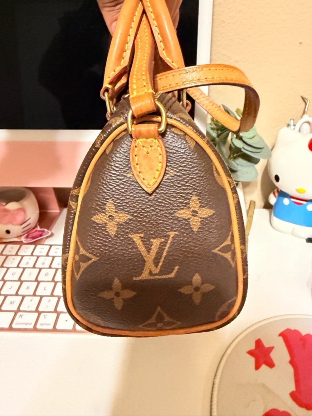 Louis Vuitton Brown Monogram Mini Handbag with Tan Trim - Picture 5 of 5